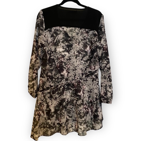 Mint Velvet Asymmetrical Grey Marble Long Sleeve Tunic Blouse UK 12 / US 8 - Picture 10 of 15